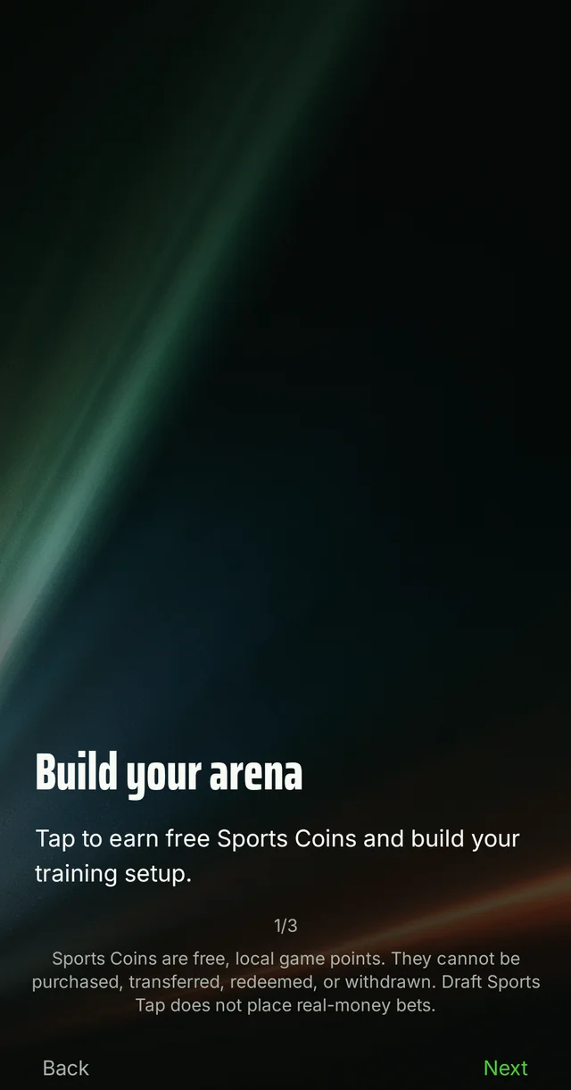 Onboarding screen one: Build your arena