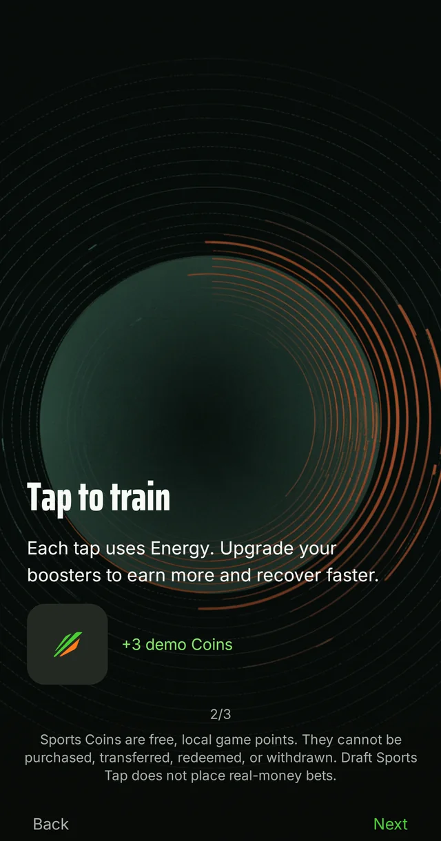 Onboarding screen two: Tap to train